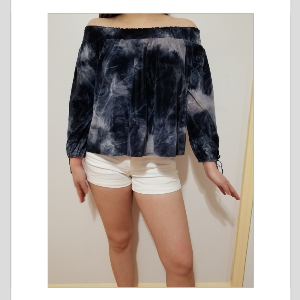 Off-shoulder Blue Galaxy Top